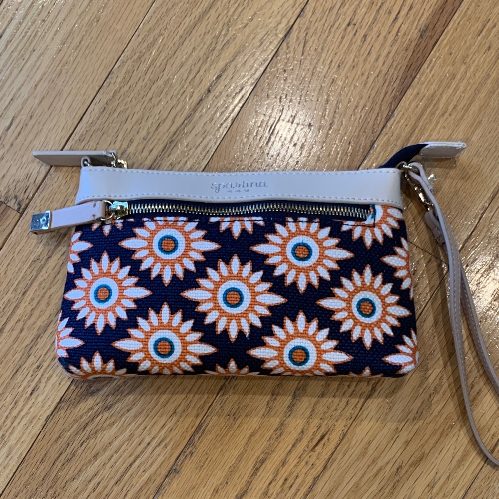 Spartina 449 Daufuskie Island Linen & leather wristlet NWOT